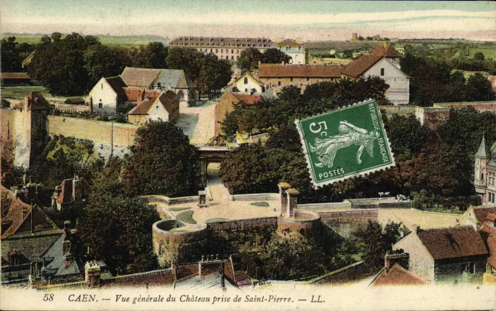 CAEN — Allgemeiner Blick auf das Schloss vom Saint-Pierre — LL. n°58 - Vorderseite