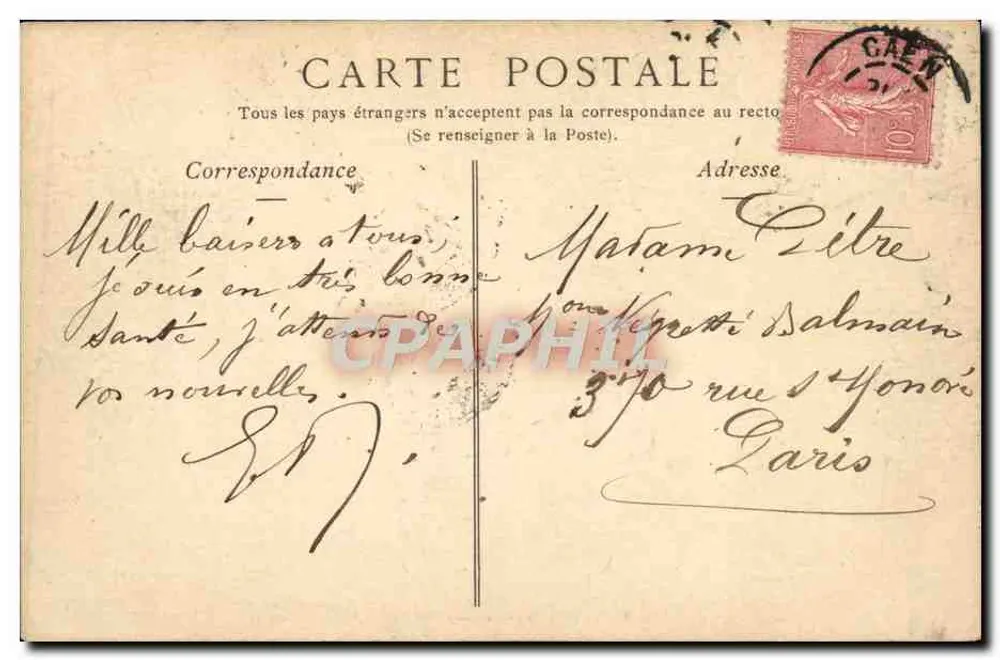 CAEN — Haupteingang des Schlosses (Lefebvre-Kaserne) — Collections ND Phot - Rückseite