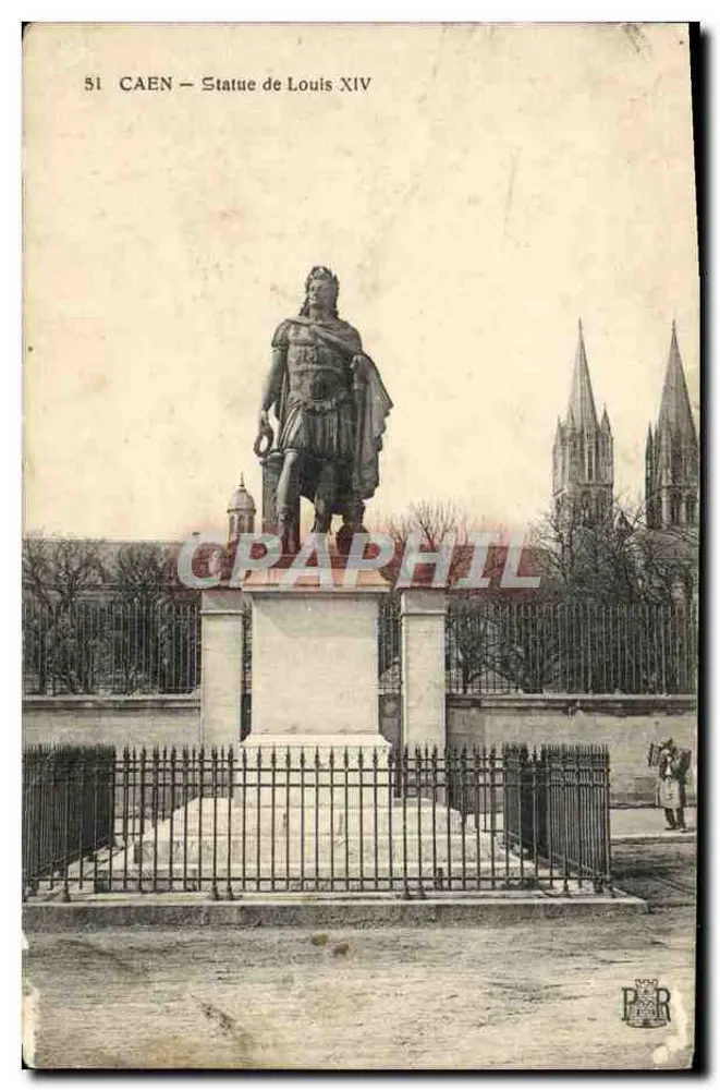 CAEN — Statue de Louis XIV — éditeur P. R. (imprimé sur la carte) - Frente