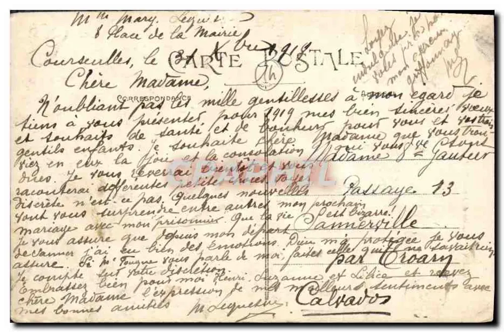 CAEN — Statue de Louis XIV — éditeur P. R. (imprimé sur la carte) - Verso