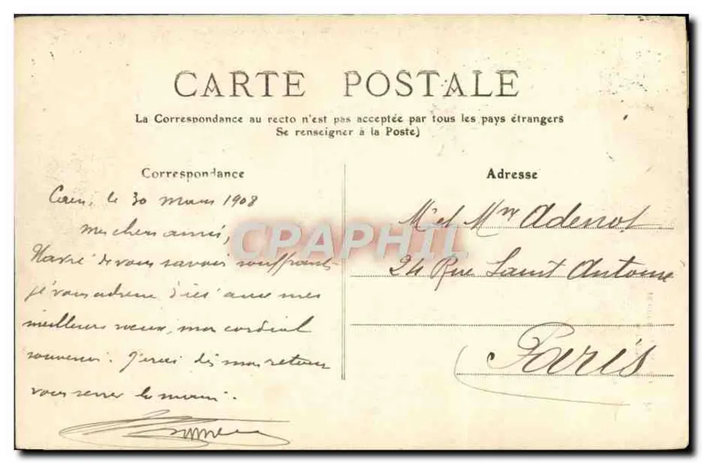 CAEN - Monumento dos Mobiles — Edição P. K. — n° 34 - Verso