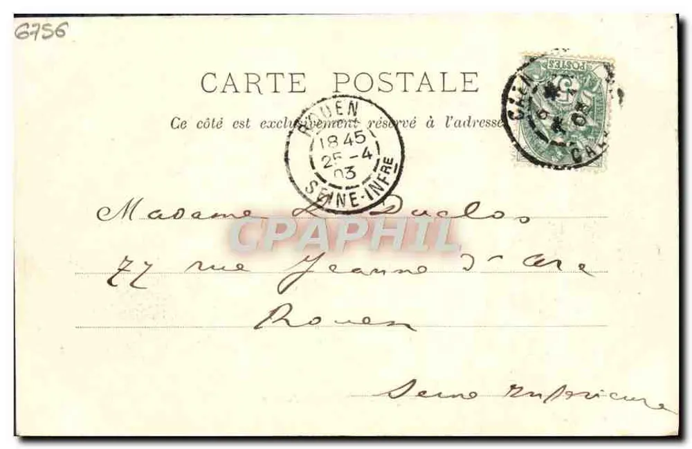Caen — Palácio de Justiça — J. Bréchet, editor Caen, n° 163 - Verso