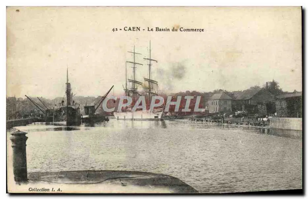 CAEN - A Vista do Bassin du Commerce — Coleção I. A. — n° 42 - Frente