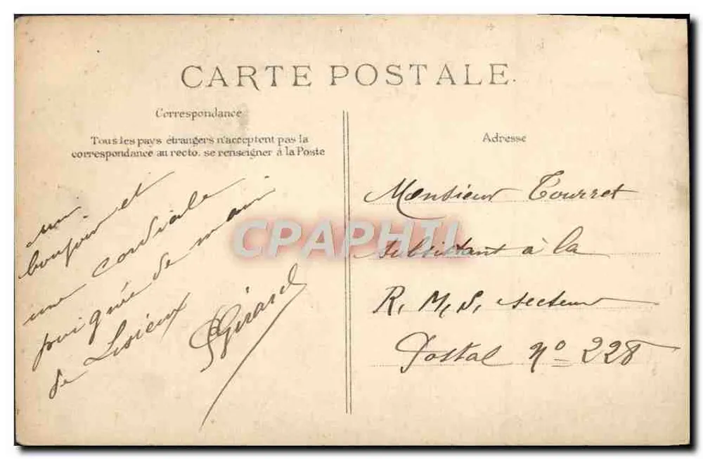 Tripier Pharamond — Tripes à la Mode de Caen — C. Jeanne, Verleger-Fotograf, Falaise, eingetragen - Rückseite