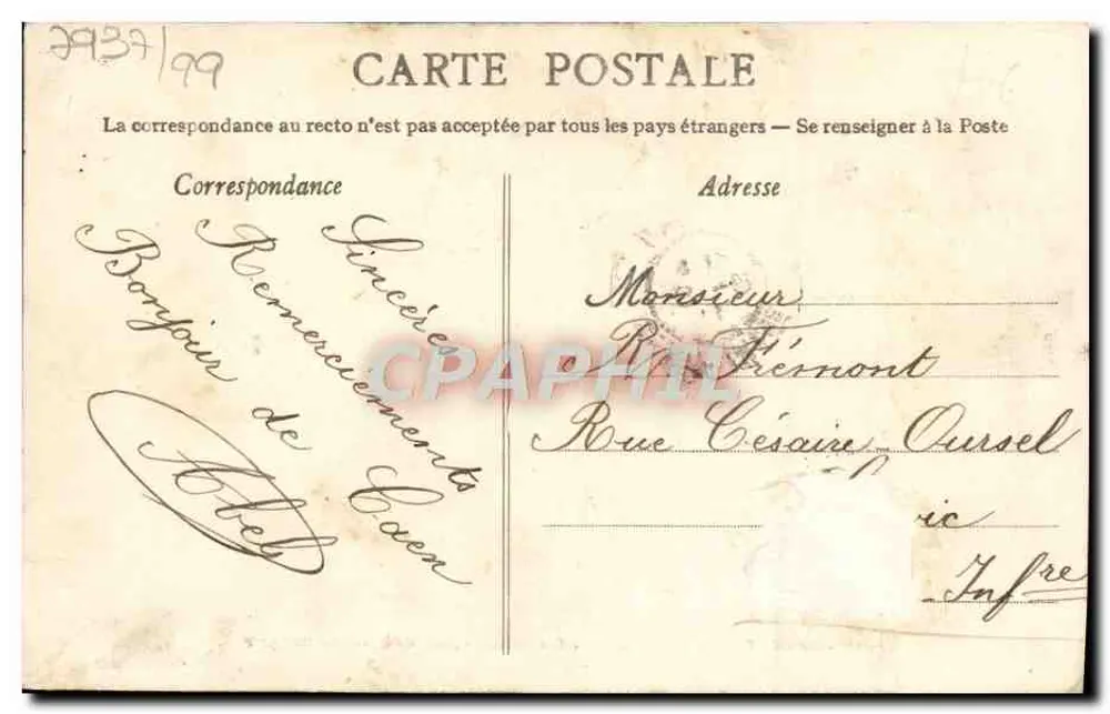 Caen — Portrait von Wilhelm dem Eroberer — Refektorium des Lycée — Sammlung AD - Rückseite