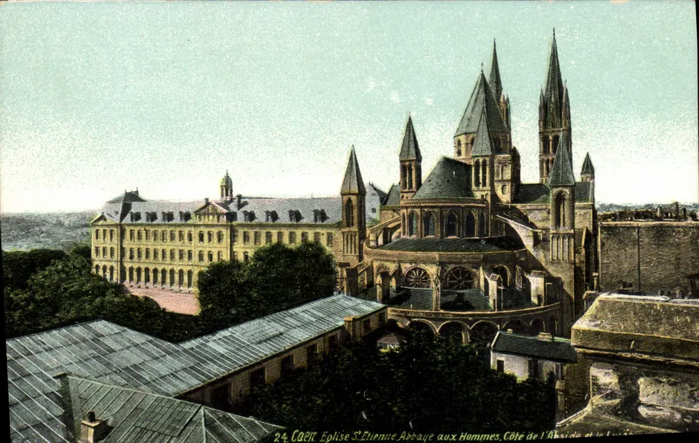 Kirche Saint-Étienne, Abbaye aux Hommes, Côte de l'Abside und das Lycée — D. Delaunay, CAEN, n°24 - Vorderseite