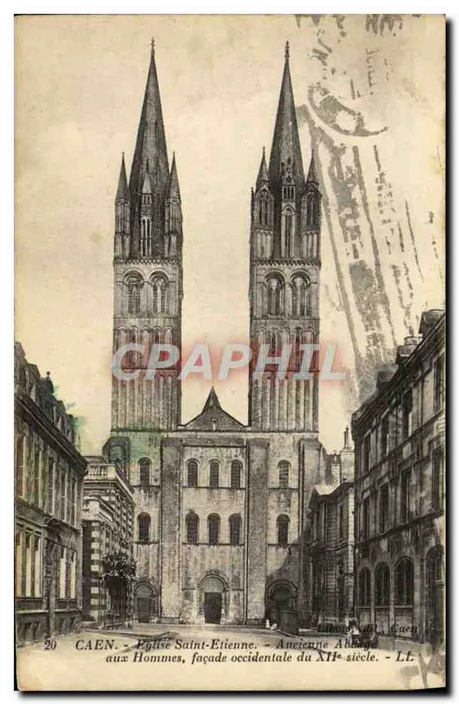 Caen — Kirche Saint-Étienne — Alte Abtei — westliche Fassade des 12. Jahrhunderts — Verlag LL - Vorderseite
