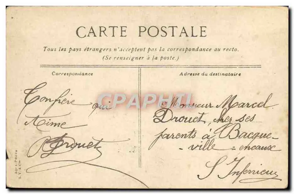 Caen — Tour des Gens d'Armes — éditeur H. V. A. L. E. P. T. O. (imprimé en bas) - Verso