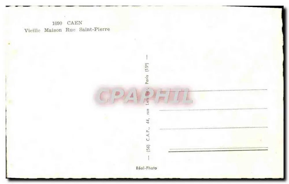 Velha Casa na Rue Saint-Pierre — Caen — C.A.P. Paris - Verso