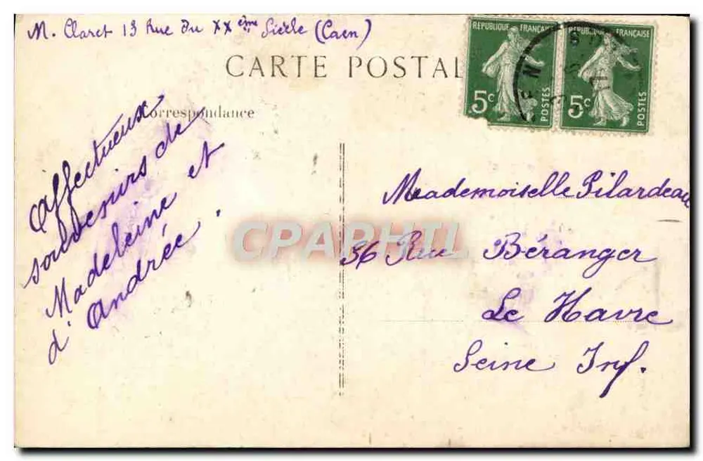 Caen — Alte Häuser in der Straße St-Pierre (Holzbauten des 16. Jahrhunderts) — C.F.L., Paris-Meudon, Nr. 158 - Rückseite