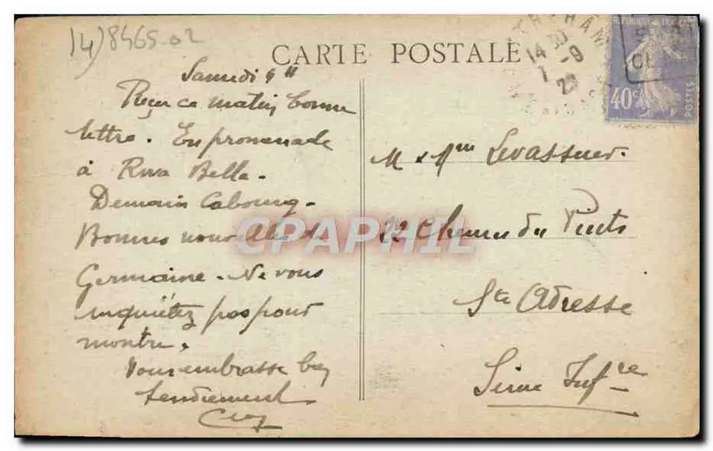 Caen — Hôtel de la Bourse • Ancien Hôtel d'Écoville — Édit. Livet - Caen, n° 110 - Rückseite