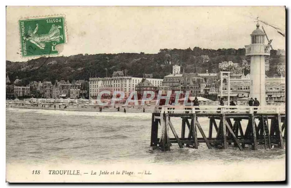 Trouville — A Dique e a Praia — LL, n°118 - Frente