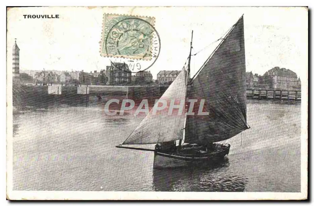 Trouville — Widok portu z jachtem — wydawca nieznany - Awers