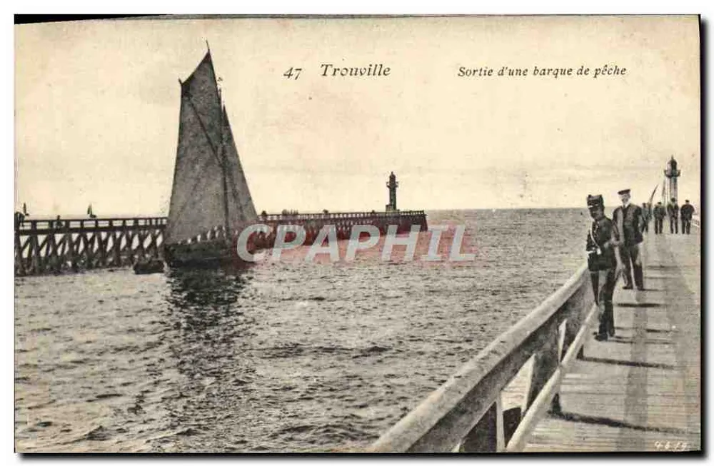 Trouville — Uscita di una barca da pesca — Agence de la Photo - Recto