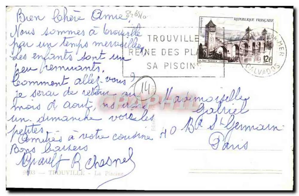 A Piscina em Trouville — Rainha das Praias — editor Gabriel - Verso