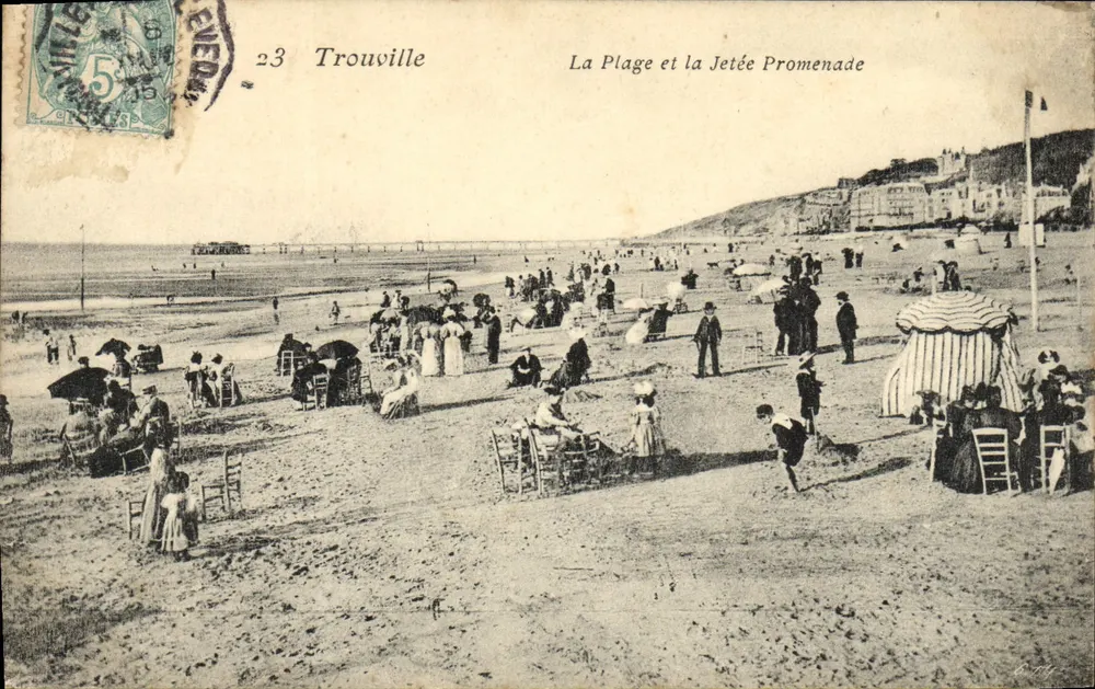 Trouville — La Plage et la Jetée Promenade — Éditeur non identifié, n° 23 - Recto