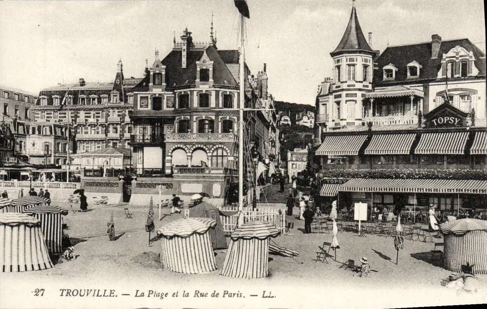 Trouville — Die Strandpromenade und die Rue de Paris — L.L. — Nr. 27 - Vorderseite