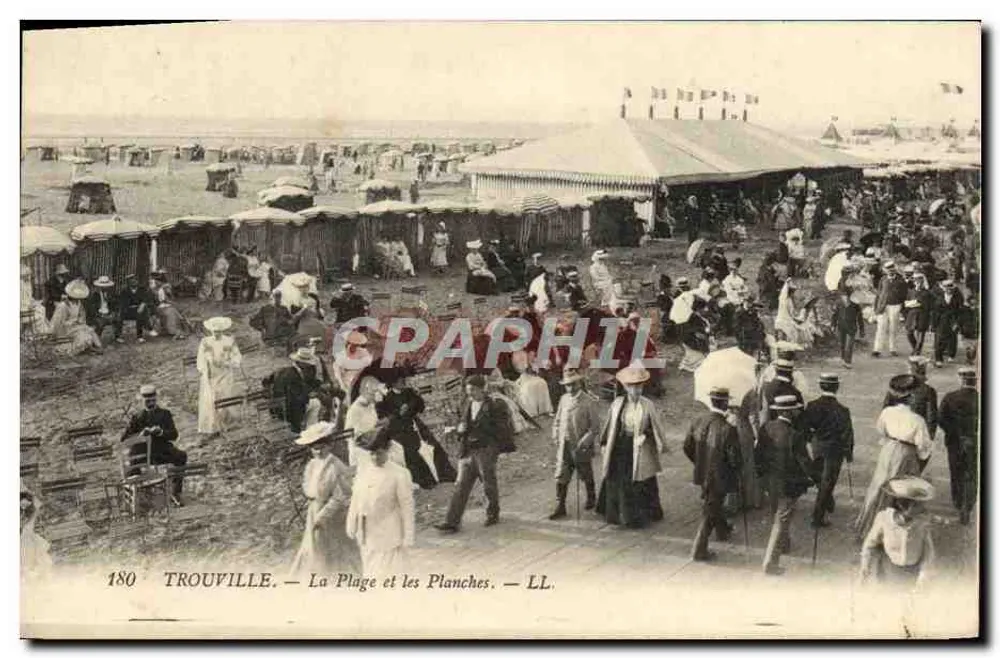 Trouville — A Praia e as Planchas — LL. n°180 - Frente