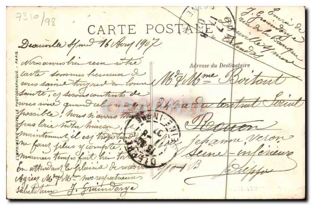 Trouville — A Peixaria — LL. — n°108 - Verso