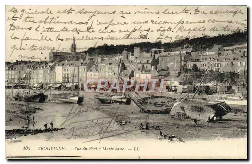 TROUVILLE — Blick auf den Hafen bei Ebbe — LL - Vorderseite