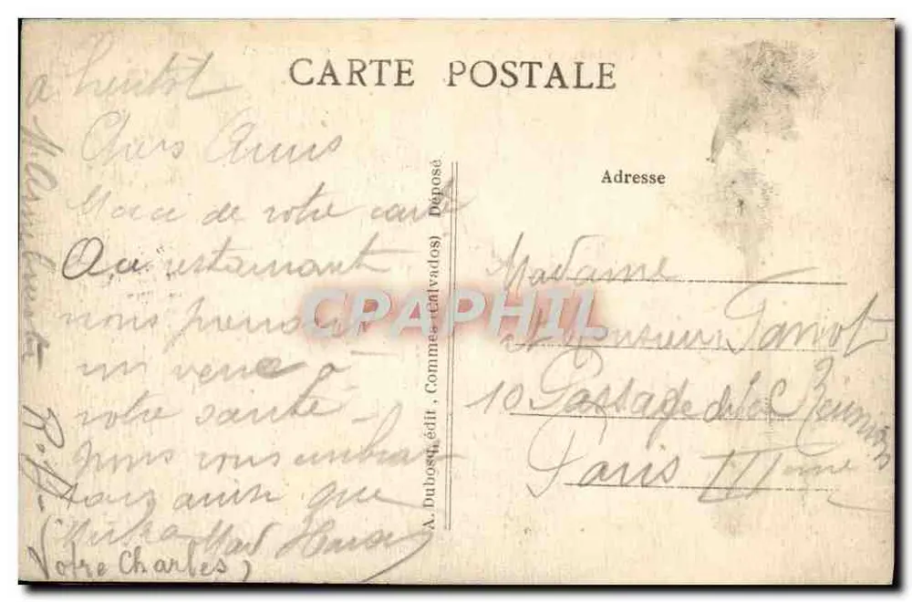 Schlösser von Calvades — Fontaine-Henry — A. Dubost, Verlag (Commerçalvados) - Rückseite