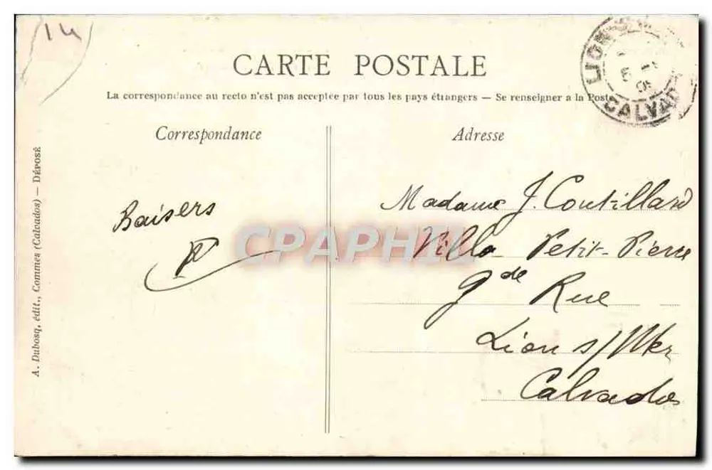 Schloss Fontaine-Henry — Calvados — A. Dubon, Verlag (Calvados) n° 404 - Rückseite