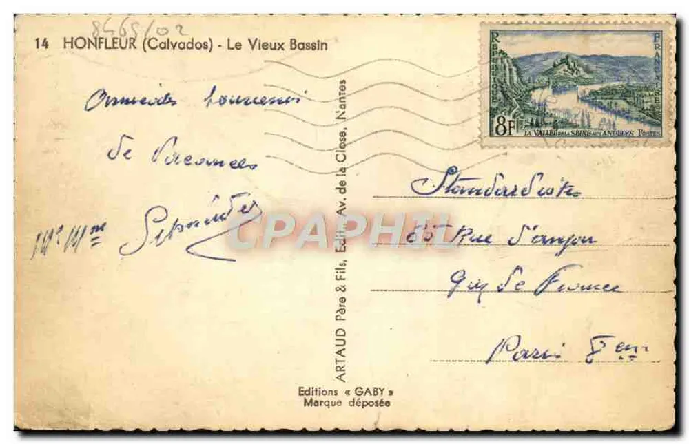 Honfleur (Calvados) - O Velho Porto — Edições Gaby, n°14 - Verso