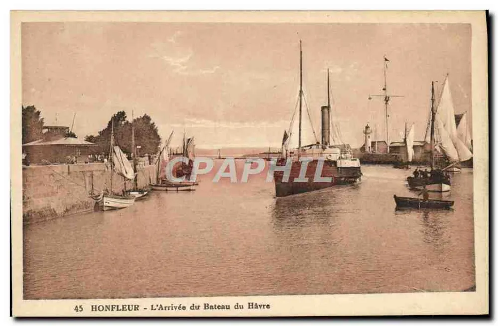 Honfleur - A Chegada do Navio de Le Havre — Edição Duguez, n°45 - Frente