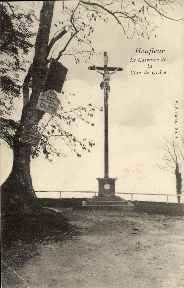Honfleur — El Calvario de la Côte de Grâce — V.P. París, No. 4 - Anverso