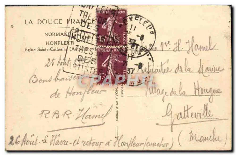 Igreja de Santa Catarina — Honfleur (Outro Espectáculo) — Edição de Arte Yvon, n°5 - Verso