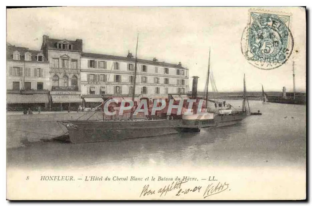 Honfleur — Das Hotel du Cheval Blanc und das Havre-Boot — LL. - Vorderseite