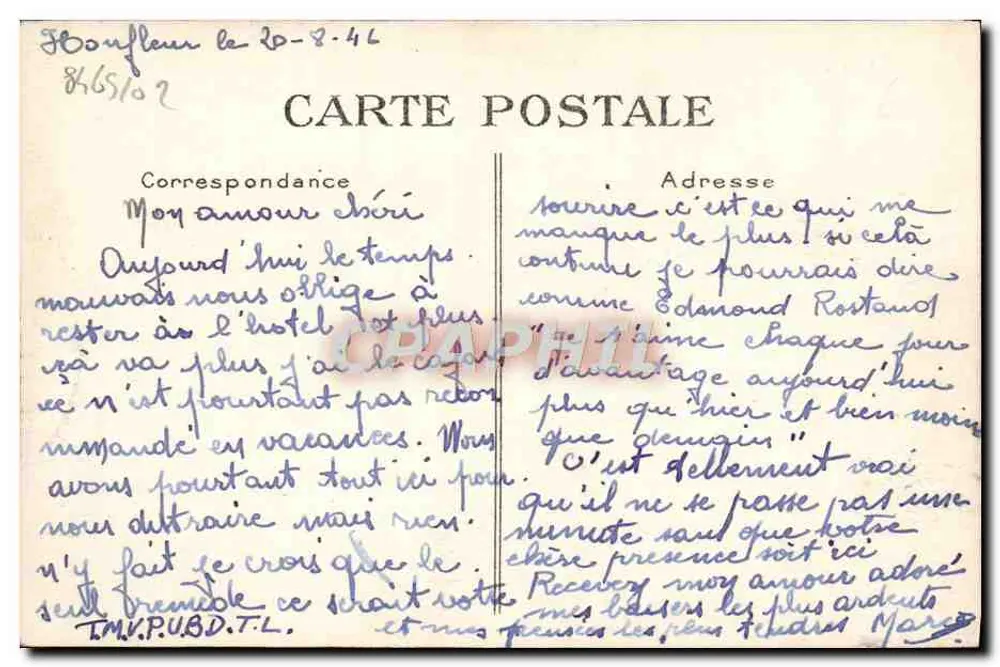 Honfleur — A Lieutenantance — C. M., Le Havre - Verso