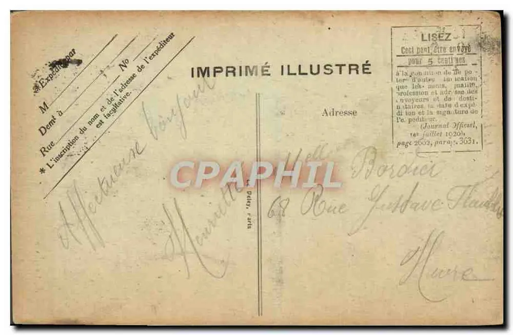 Honfleur — La Lieutenancé — G. F., Le Havre - Verso