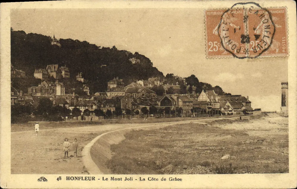 Honfleur - Le Mont Joli - La Côte de Grâce — Verlag '48 HONFLEUR' und 25c-Stempel - Vorderseite
