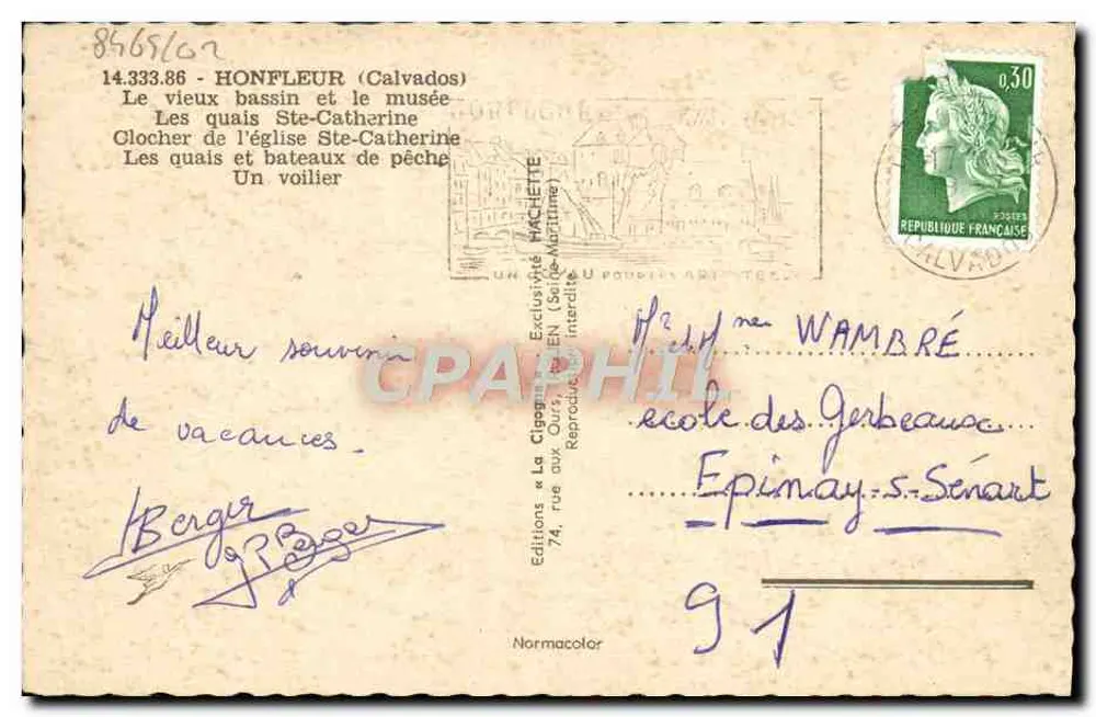 Honfleur — Lembrete — Editions La Cigogne - Verso