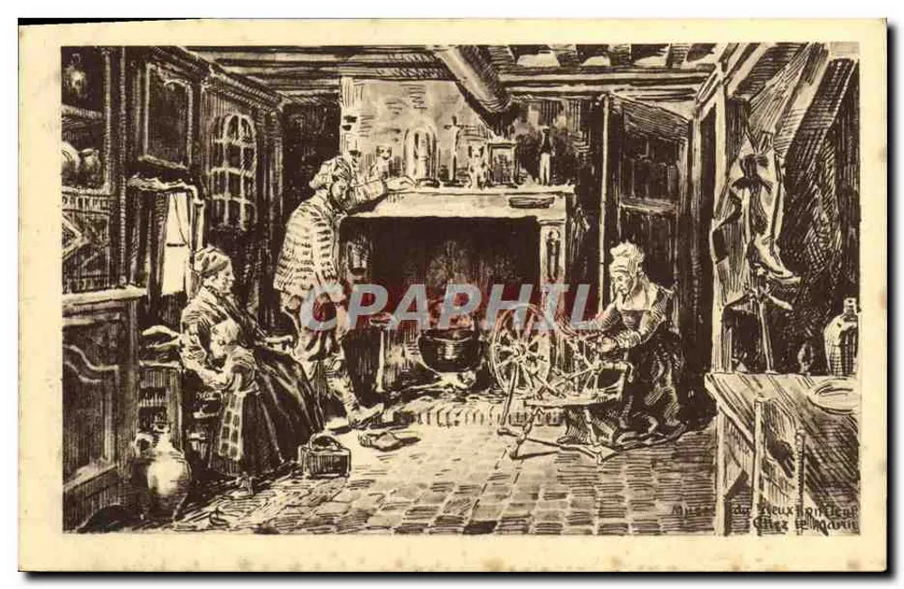 Interior de casa — cena de vida — Museu do Velho Honfleur, junto ao Mar - Frente