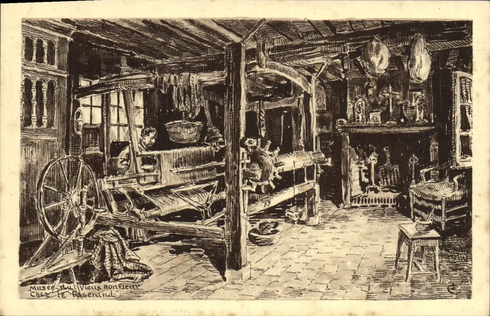 Innenraum eines Weberatels — Musée du Vieux Honfleur — Chez le tisserand - Vorderseite