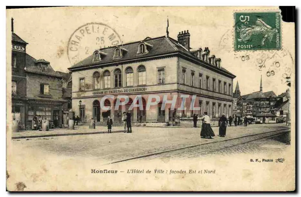 Honfleur — Das Rathaus : Ost- und Nordfassade — B. F., PARIS - Vorderseite