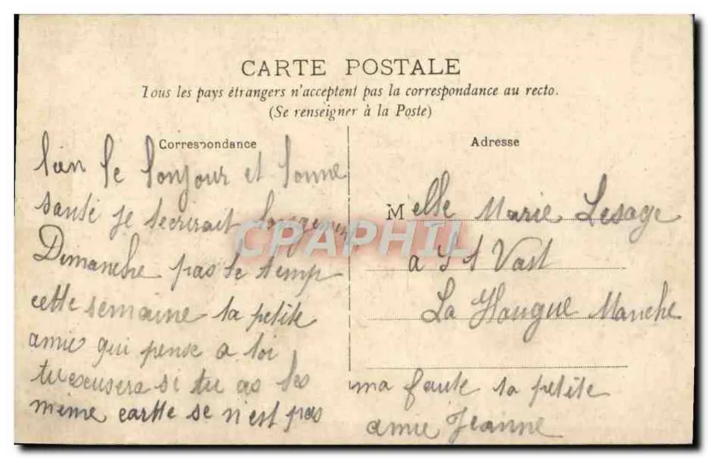 Normannische Frau — Bauerin aus der Gegend von Honfleur — Antike Ansichtskarte — Nr. 61 - Rückseite