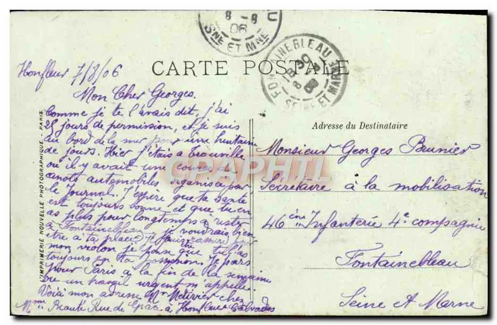 Honfleur — Saída dos Barcos de Pesca — LL. - Verso