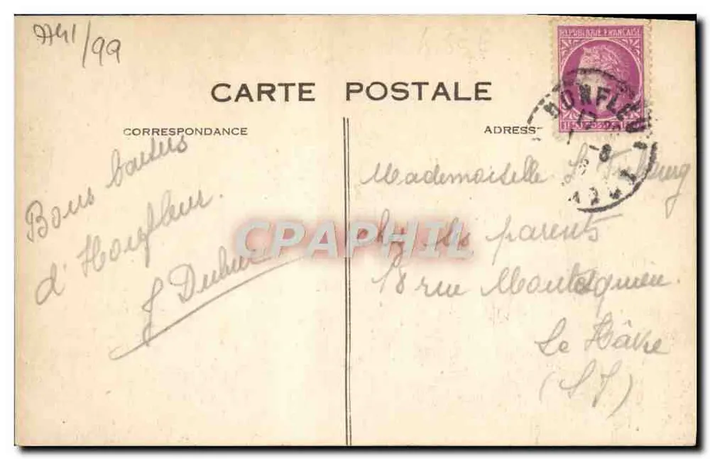 Honfleur. Das Rathaus und der Hafen — Verlag Havre, Nr. 67 - Rückseite