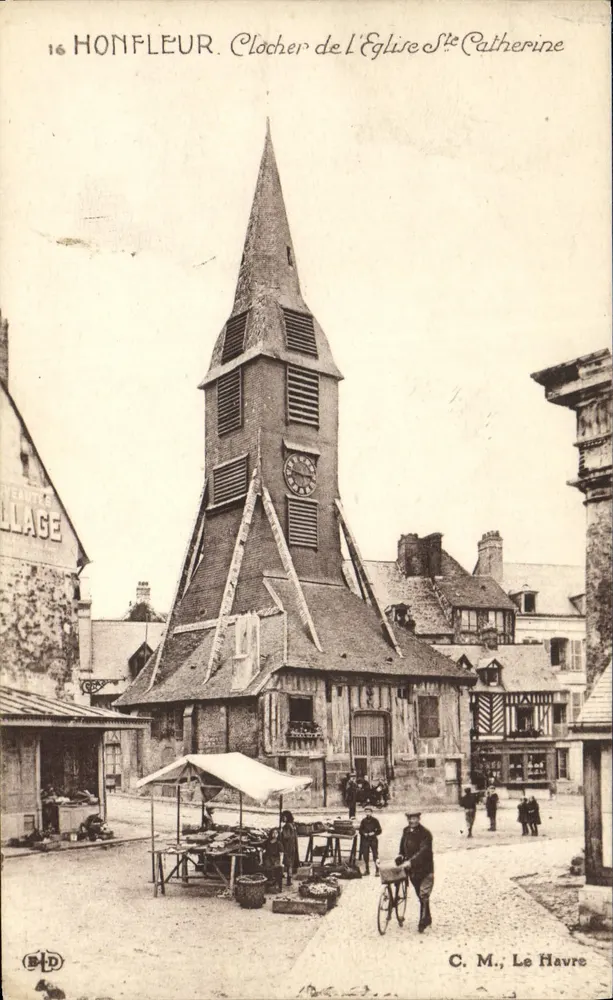Honfleur — Torre da Igreja de Santa Catarina — C. M., Le Havre - Frente