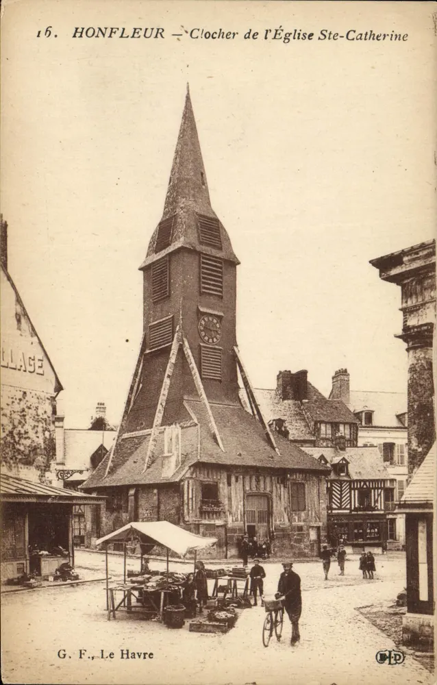 Honfleur — Torre da Igreja de Santa Catarina — G. F., Le Havre - Frente