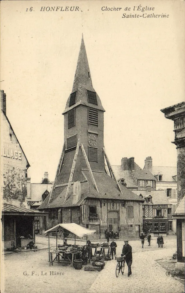 Honfleur — Torre da Igreja de Santa Catarina — G. F., Le Havre - Frente