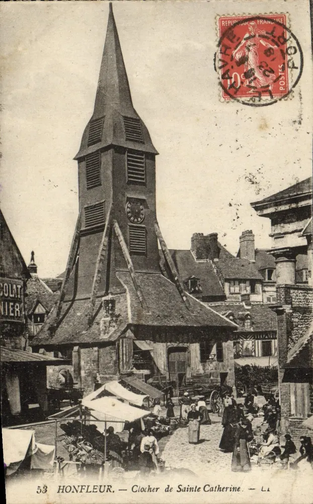 Honfleur — Campanario de Santa Catalina — Editor Colat Nier, n°53 - Anverso