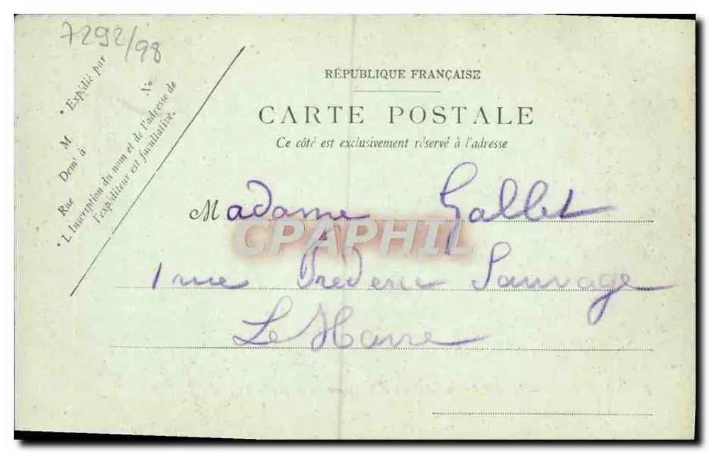 Honfleur — Ansicht des Hotels Cheval Blanc und des Havre-Boots — LL. - Rückseite