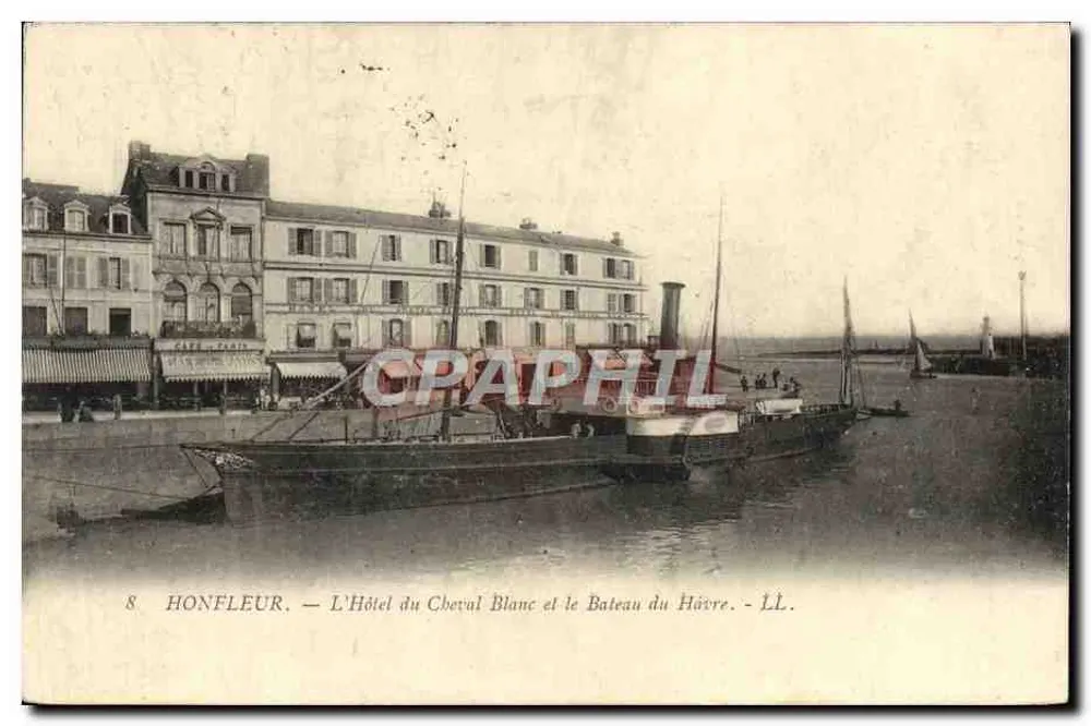 Honfleur — Das Hotel du Cheval Blanc und das Boot des Hôvre — LL - Vorderseite