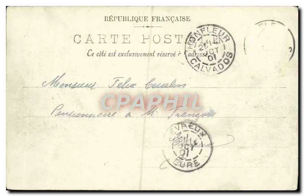 Honfleur — Hotel du Cheval Blanc und Boot von Havre — LL - Rückseite
