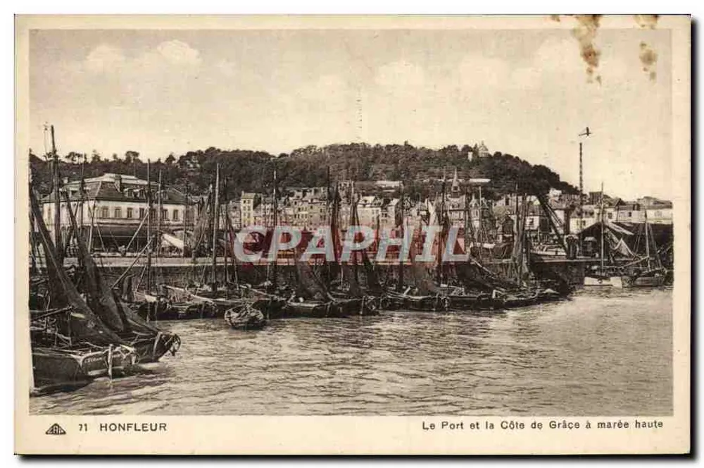 Honfleur — Der Hafen und die Côte de Grâce bei Ebbe - Vorderseite