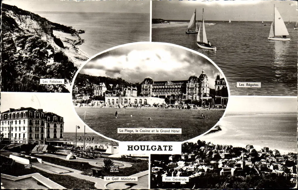 Houlgate — Panoramablick mit den Klippen, dem Strand, dem Casino und dem Grand Hotel — Verlag Artaud Paris et Fils - Vorderseite